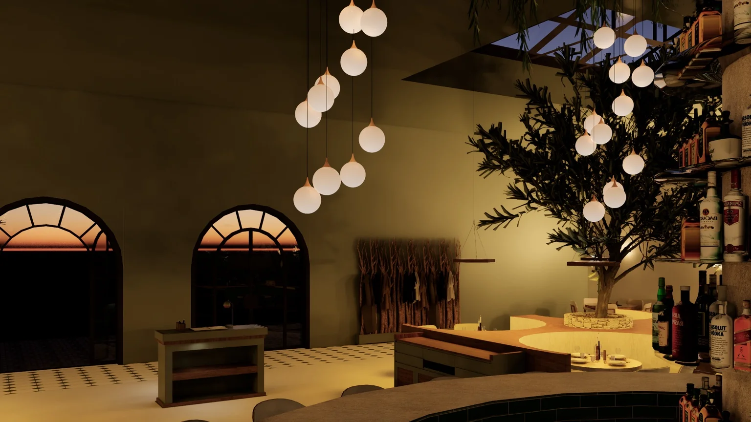 Mediterranean restaurant interior design and 3D visualisation by FreDesign